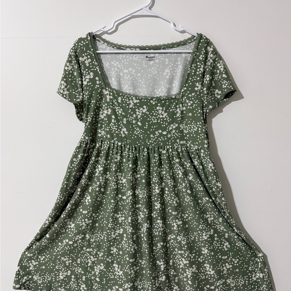 No Boundaries Green and White Babydoll Dress